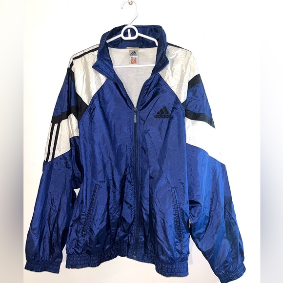 adidas Other - Vintage Adidas  windbreaker Jacket Blue Size L. P2P 25” Sleeves  Length 27”
